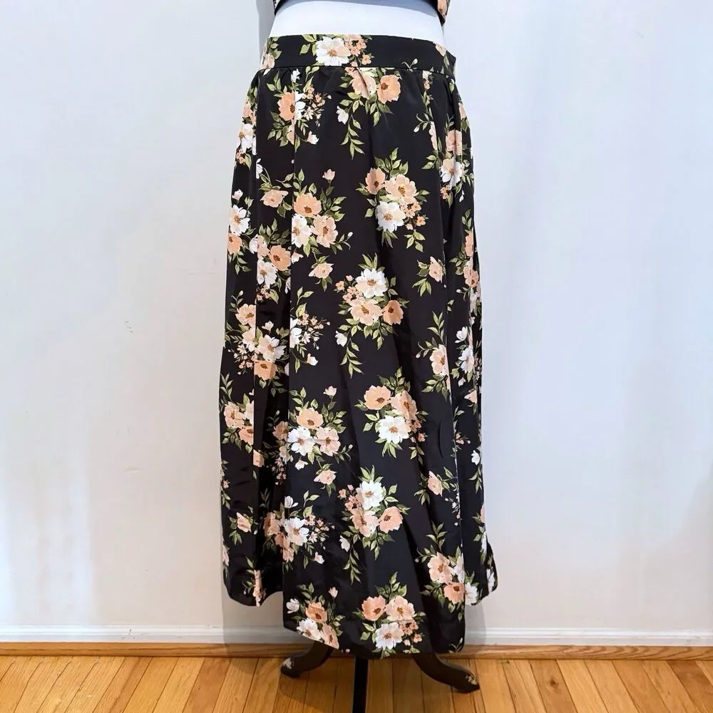 Old Navy The occasion Floral Black Taffeta High Waisted Skirt Crop Top Set XL - Picture 4 of 13